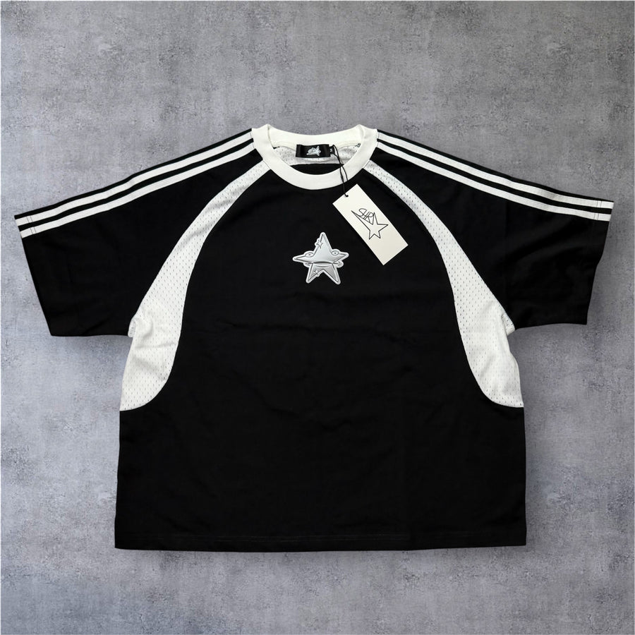 S4RZ Stripes Panel Mesh T-shirt